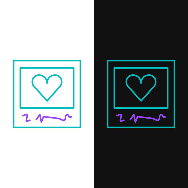 线空白相框和心图标孤立图片下载