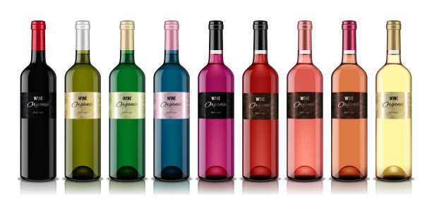 一套透明的酒瓶，孤立的。图片下载