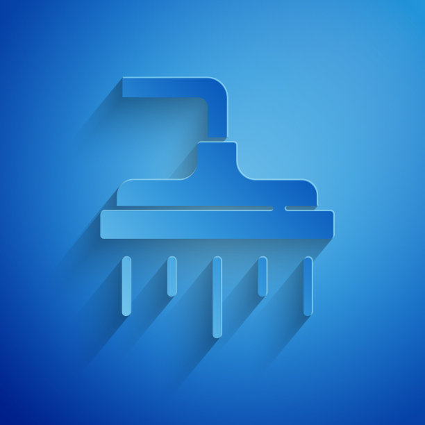 剪纸淋浴喷头，有水滴流动图片下载