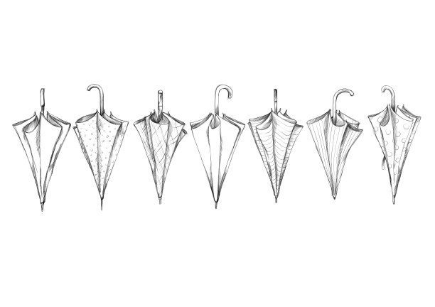 七种不同的雨伞图片下载