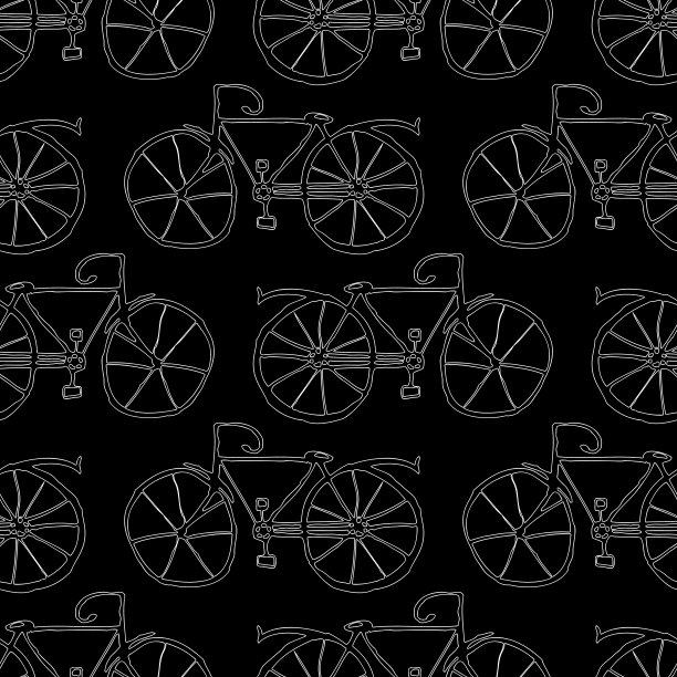 无缝模式的轮廓旧自行车图片下载
