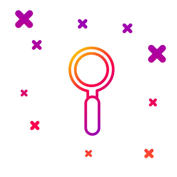 彩色线放大镜图标孤立在白色上图片下载