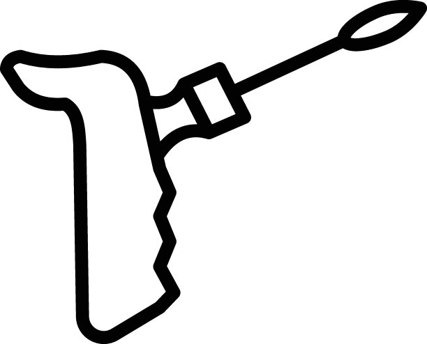 手枪手柄裂口眼插入针概念，铬t处理裂口眼针矢量图标设计图片下载