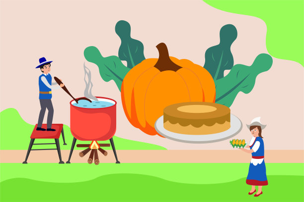 男人和女人在为感恩节做玉米汤图片下载