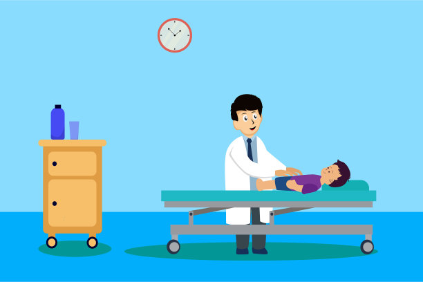 儿科检查他的男孩病人的身体载体图片下载