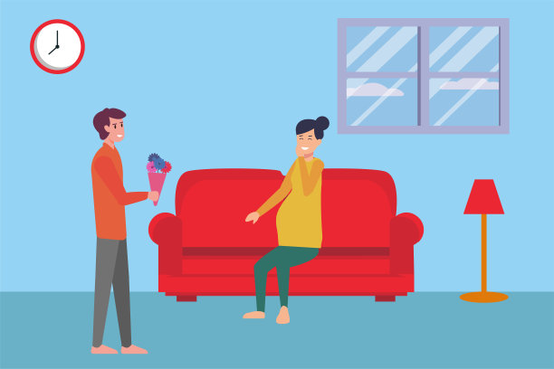 男子给怀孕的妻子送花图片下载