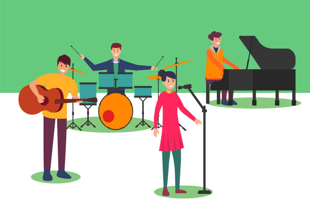 用原声乐器演奏流行音乐的乐队图片下载