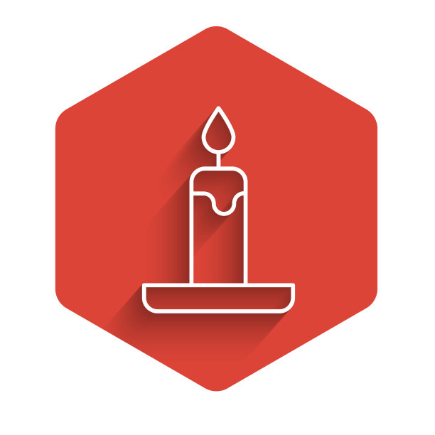 白色线燃烧蜡烛在烛台图标图片下载