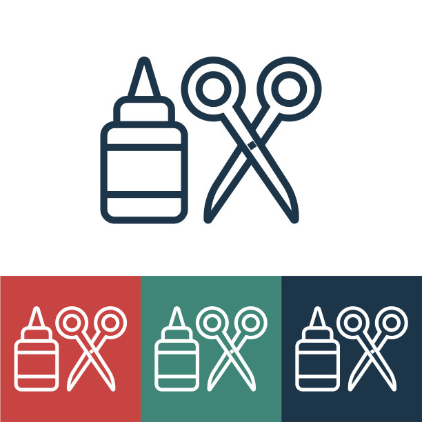 线性矢量图标与胶水和剪刀图片下载