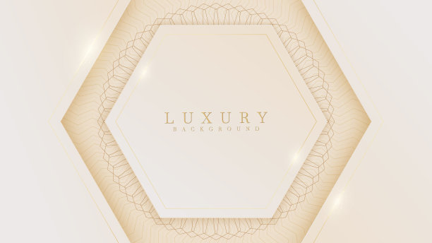 优雅的奶油色背景与线金色和水印元素。写实豪华剪纸风格3d现代概念。图片下载