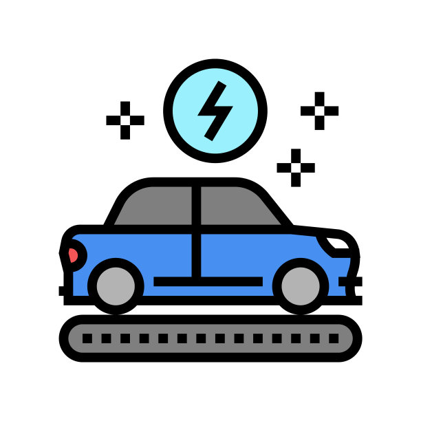 制造电动汽车彩色图标矢量插图图片下载