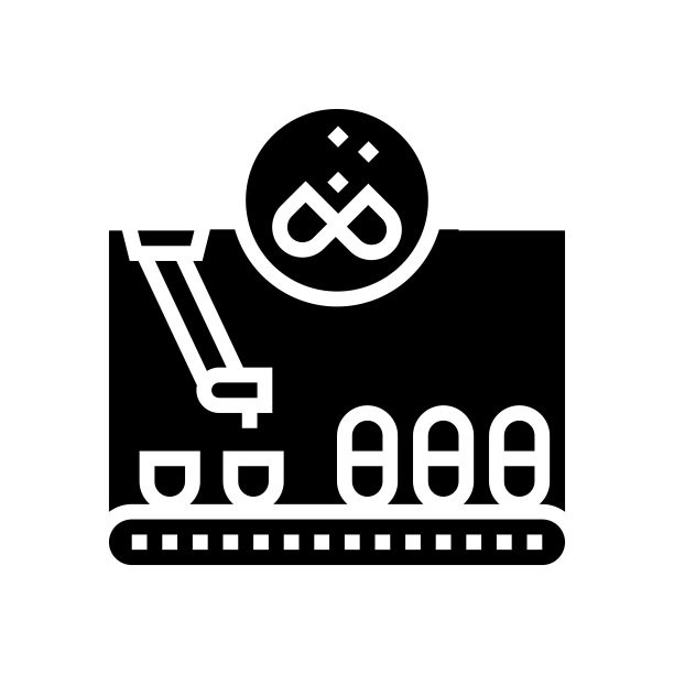 填充药品生产字形图标矢量插图图片下载