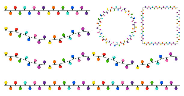 圣诞彩灯串集花环图片下载