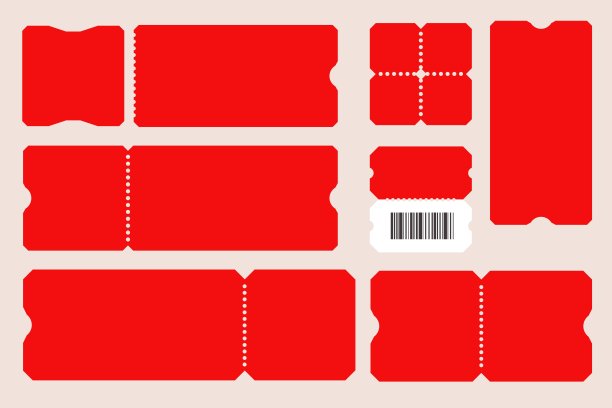 空空白的红色撕下优惠券模板套图片下载