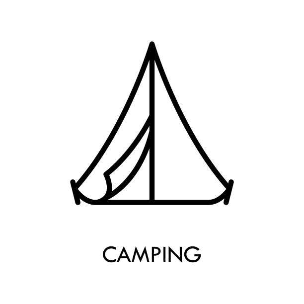 露营帐篷的平线图标。体育和旅游简单矢量插图。移动概念和网页设计，商店的大纲标识图片下载