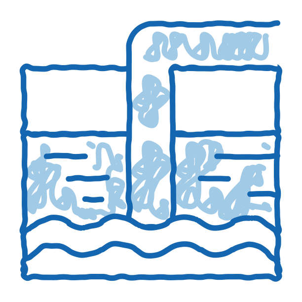 水处理大缸与梯子涂鸦图标手绘插图图片下载