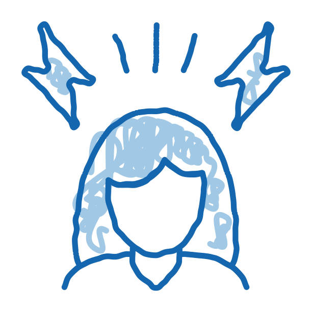 头痛怀孕症状涂鸦图标手绘插图图片下载