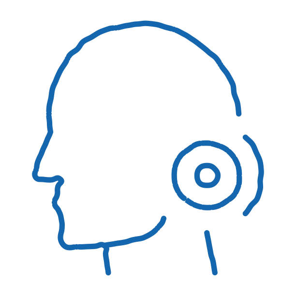 别针颈痛男人剪影头痛涂鸦图标手绘插图图片下载