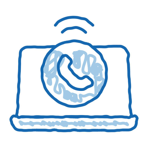 笔记本电脑涂鸦图标手绘插图图片下载