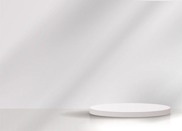 化妆品蓝色背景和优质讲台展示产品介绍品牌和包装介绍。带有树叶阴影背景的演播室舞台。矢量插图设计图片下载