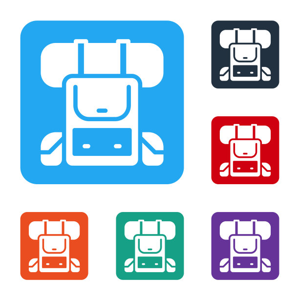 白色徒步背包图标孤立在白色图片下载