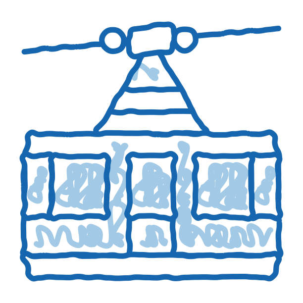 公共交通空中升降机涂鸦图标手绘插图图片下载