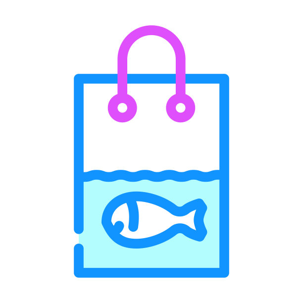 活鱼出售颜色图标矢量插图图片下载