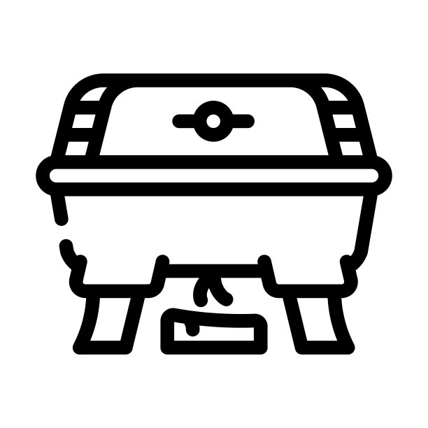 烧烤设备自助餐线图标矢量插图图片下载