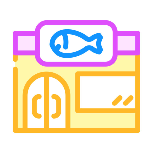 存储鱼颜色图标矢量插图图片下载