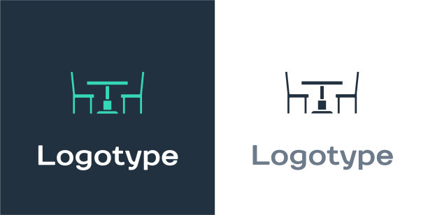 标志式木桌与椅子图标隔离图片下载