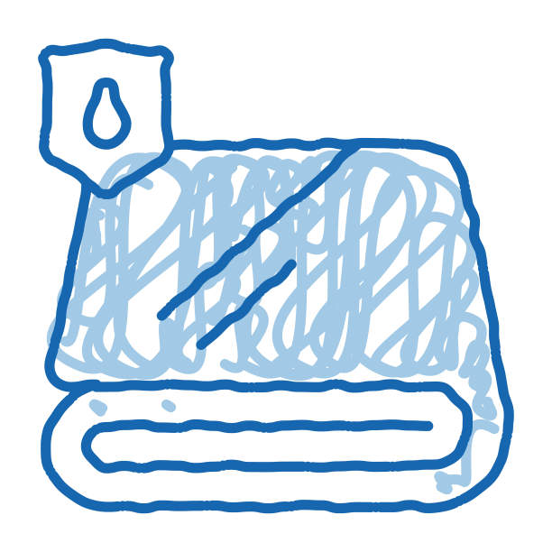 防水材料织物毛巾涂鸦图标手绘插图图片下载