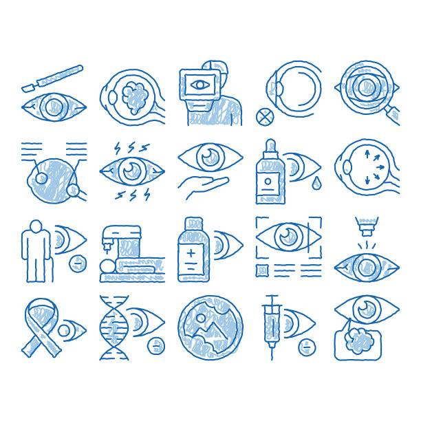 青光眼眼科图标手绘插图图片下载