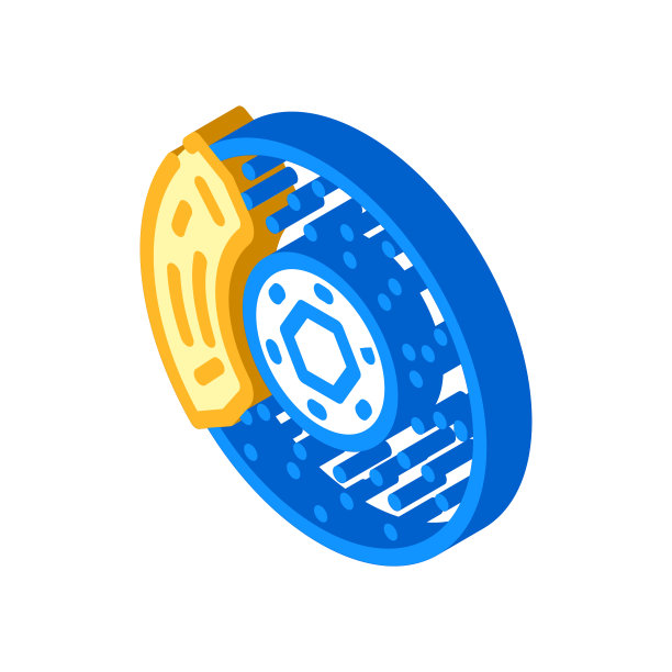 煞车盘等距图标矢量插图图片下载