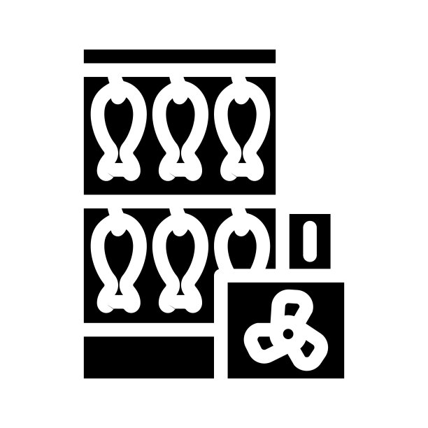 烟鱼字形图标矢量插图图片下载