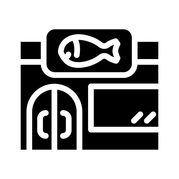 存储鱼字形图标矢量插图图片下载