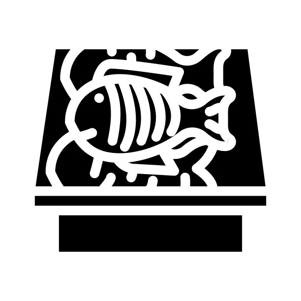 展示与鱼字形图标矢量插图图片下载