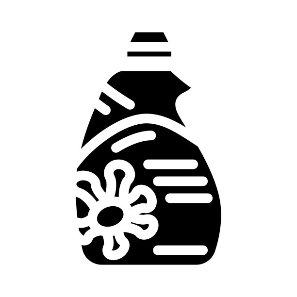 有机洗衣皂洗涤剂字形图标矢量插图图片下载