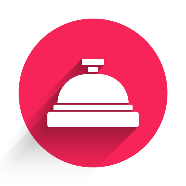 白色的酒店服务钟，图标孤立与长图片下载