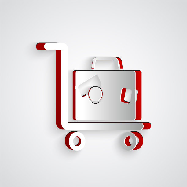 剪纸酒店行李车与手提箱图标图片下载