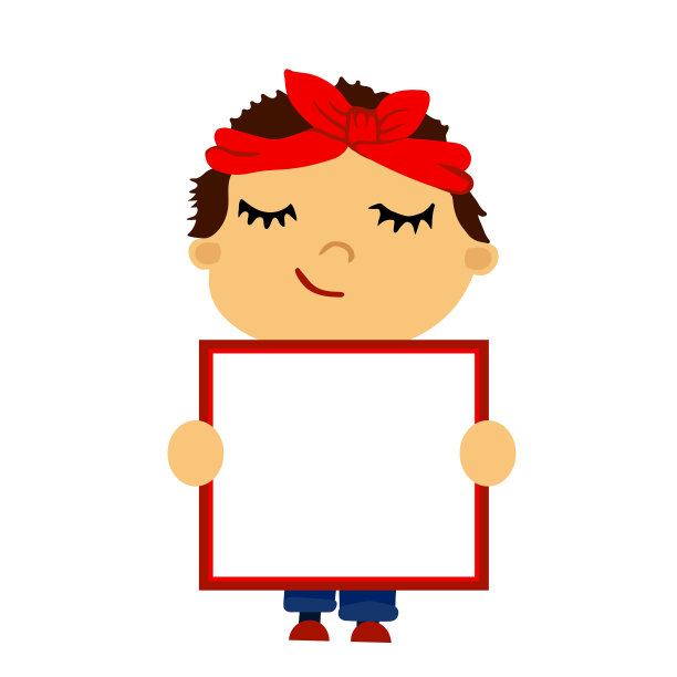 快乐的男孩与红色方形框架的文本横幅图片下载