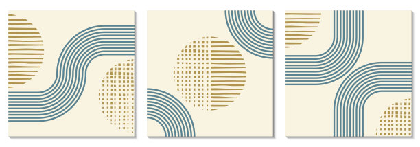 抽象的方形背景设置与几何形状。圆形和线条的简约设计。社交媒体帖子，海报，卡片，封面，现代图形模板。矢量插图。图片下载