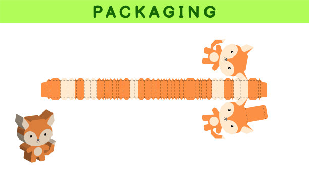 派对喜欢盒子模切狐狸设计的糖果，糖果，小礼物，烘焙。包装模板，任何用途的伟大设计，生日，婴儿送礼会，皮纳塔。矢量插图。图片下载