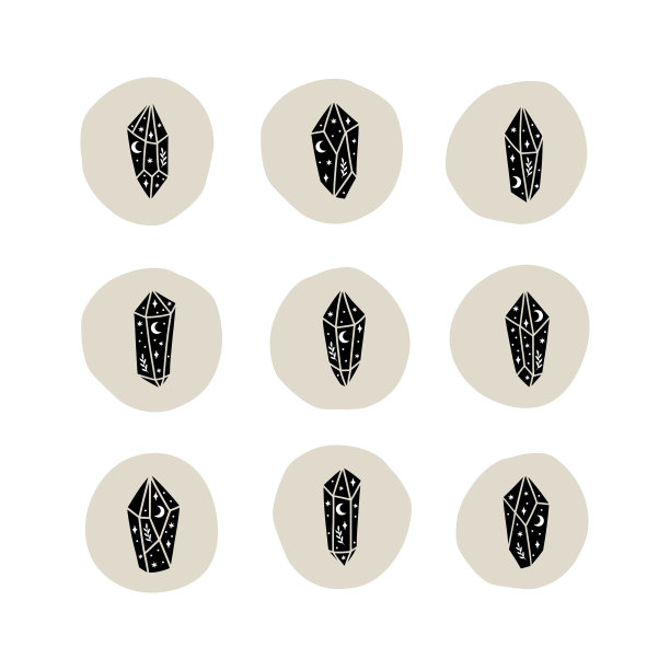 魔术和天体水晶矢量插图集。时尚巫术符号宝石图片下载