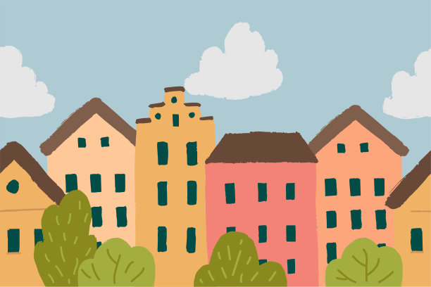 无缝矢量边界与彩色房屋在手绘风格。图片下载