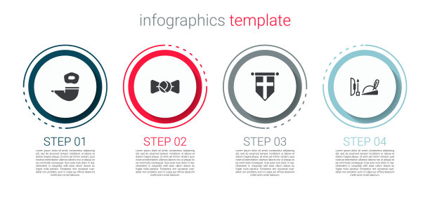 烟斗，领结，旗帜和罗宾汉帽。业务信息模板。向量图片下载