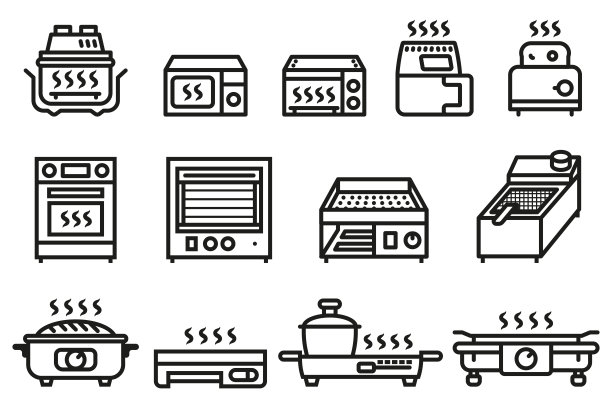 烘焙、油炸和烧烤电器都是电子的。图片下载