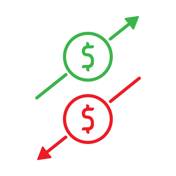 上、下箭头与美元符号在平面图标图片下载