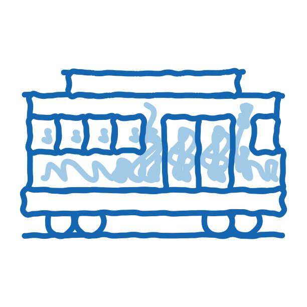 公共交通缆车涂鸦图标手绘插图图片下载