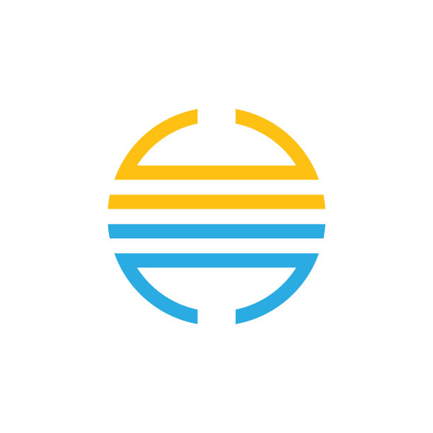 太阳和海洋条纹线条简洁的标志图片下载