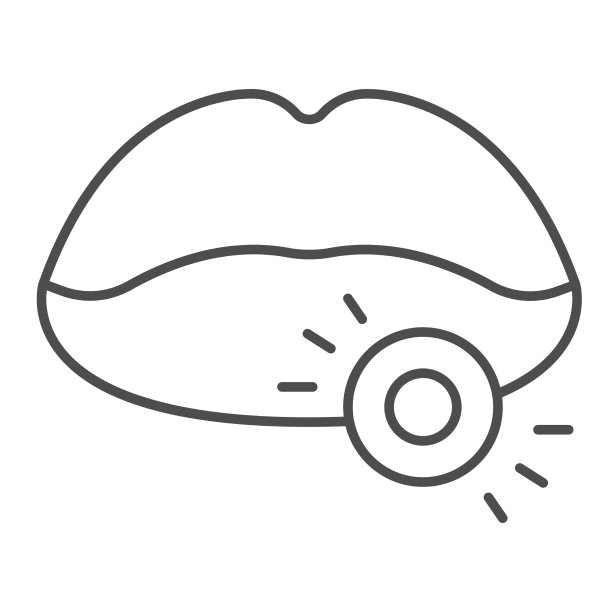 唇伤细线图标健康概念唇伤图片下载